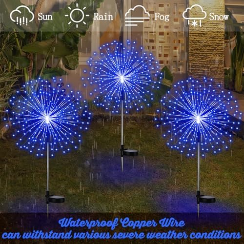 Tujoe 4 Pack Halloween Outdoor Decoration Solar Firework Lights,Blue - Image 5