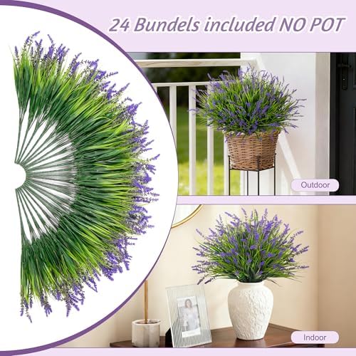 Ammyoo 24 Pcs Artificial Fake Plants UV Resistant for Outdoor Decoration - Image 4