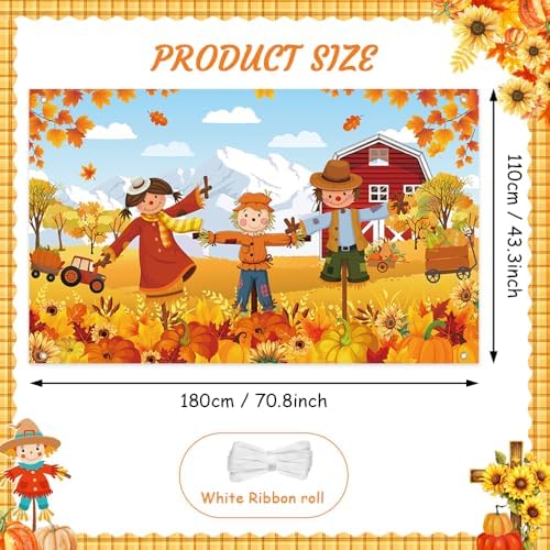 AIBIIN Pumpkin Patch Backdrop Fall Backdrops for Photography 6x3.6ft - Image 2