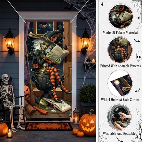 35.4" x 70.8" Halloween Door Cover, Haunted House Front Door Decor - Image 3