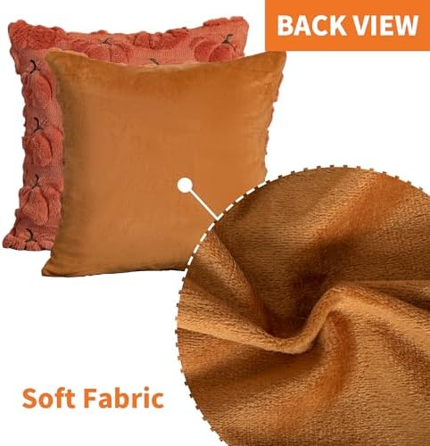 Fall Pillow Covers 20x20 Set of 2 Rust Red Pumpkin Decorations for Home - Image 5