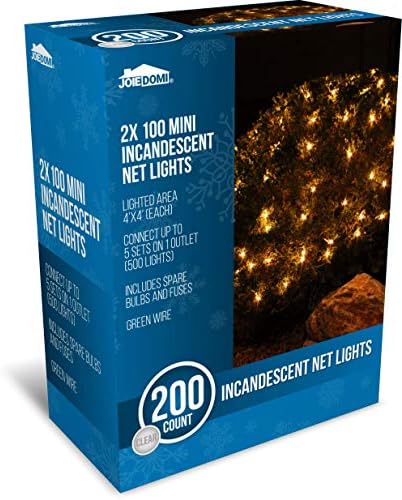 Joiedomi 2-Pack Christmas Net Lights,100 Warm White Net Lights for Indoor & Outdoor Christmas Decorations, Events, Eve Night Decor, Tree, Bushes by Joiedomi
