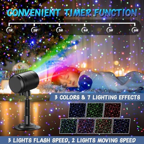 Christmas Projector Lights Outdoor, Holiday Lights Projector with Moving RGB 3 Color Starry Light Show with RF Remote, Waterproof Holiday Decor for Garden Patio, Party, Christmas, Halloween, New Year - Image 6