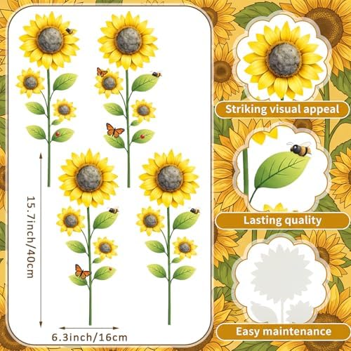 4 Pcs Garden Decor for Outside 15.7'' Metal Sunflower Garden Sign - Image 2