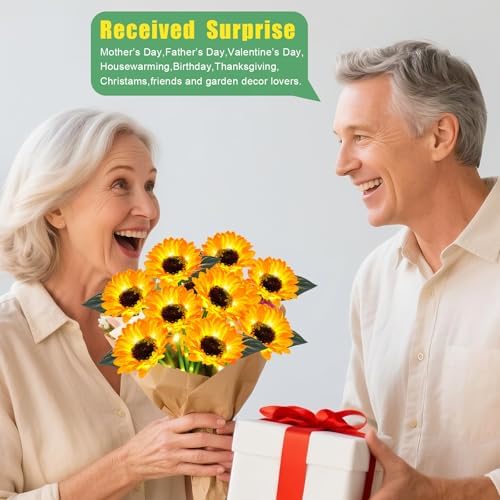 4 Pack Solar Sunflower Lights with 24 Solar Flowers Garden Decor - Image 5