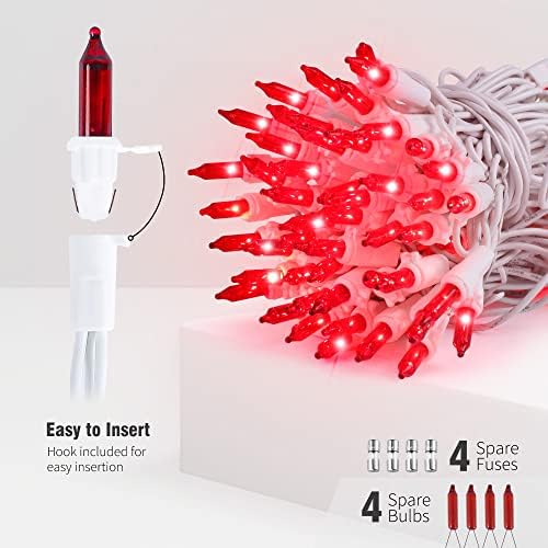 Hopolon Red Christmas Lights, 2 Pack Total 100 Count 26 FT,White Wire - Image 2