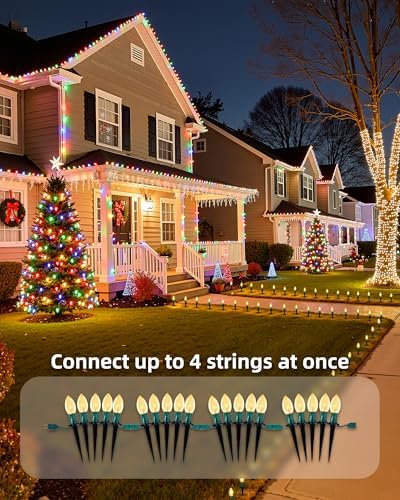 Christmas Pathway Lights Outdoor,102.8 Ft Lights with 80 Warm White Bulbs - Image 5