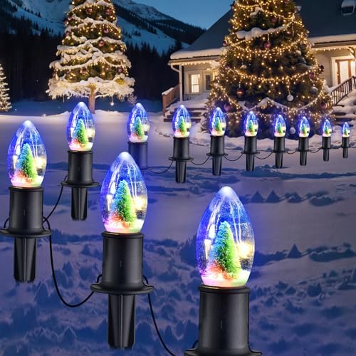 Christmas Pathway String Lights Outdoor - 20 C9 Christmas Tree Light Bulbs by J-HVA