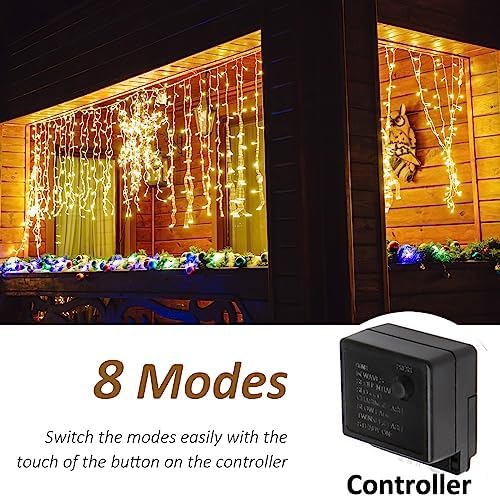 Solhice LED Curtain Lights Outside 40ft x 3ft for Backyard, 600 LED Plug in Hanging Fence String Lights Outdoor Waterproof for Backdrop Backyard Patio Deck Décor (Not Connectable) - Image 5