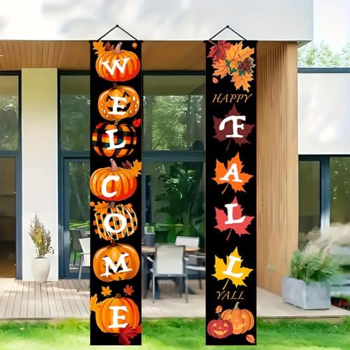HOMETITUTE Happy Fall Porch Banner Set 12 x 71 Inch 2 Pack - Image 5