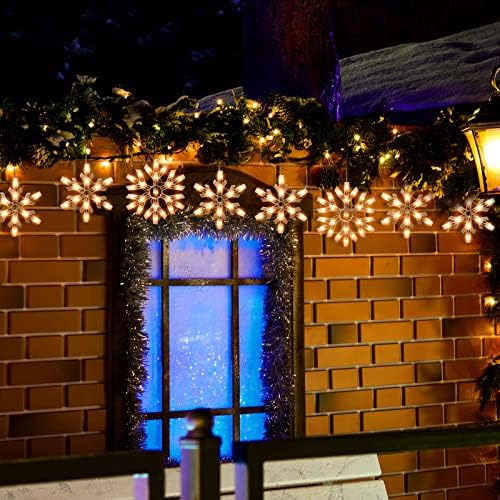 Christmas Snowflake Icicle String Lights with 6 Drops - 9ft Snowflake Window Lights with 100 Mini Bulbs, Plug-in Connectable Curtain Hanging Lights for Christmas Home Indoor Outdoor Holiday Decor - Image 4