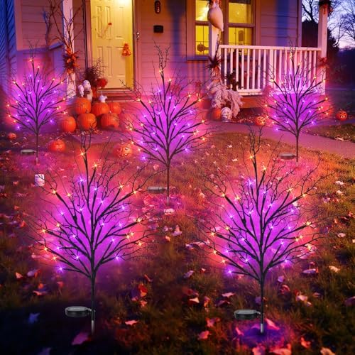 Halloween Solar Pathway Lights 8PCS, Halloween Outdoor Decorations, Artificial Tree Waterproof LED Lights for Lawn Yard Garden Driveway Porch Walkway, Auto On/Off - Image 6