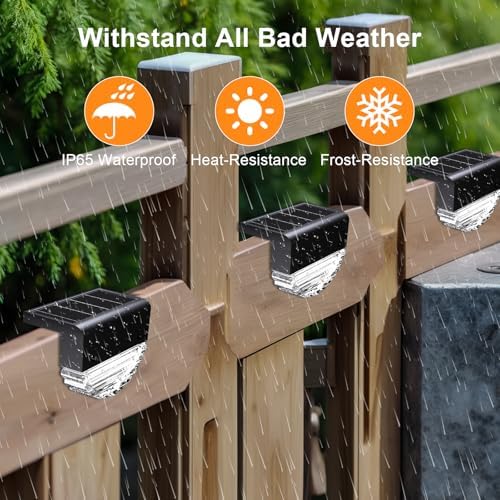 CREATESTAR Solar Fence Lights, Outdoor Deck Lights Solar Powered, IP65 Waterproof Solar Step Lights for Outside, Patio, Stairs, Garden, Pathway Decor, Warm White/Color Changing Lighting, 4 Pack - Image 5