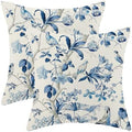 CXMEIFLY Navy Blue Spring Floral Pillow Covers 18 x 18 Inch Set of 2 for Chinoiserie Flowers Bird Decor Throw Pillows Vintage Plant Outdoor Decorative Cushion Cases for Couch Bed Decorations by CXMEIFLY