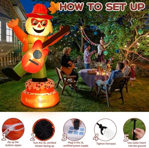 4.1FT Fall Thanksgiving Inflatables Outdoor Decorations with Built-in LEDs - Image 5