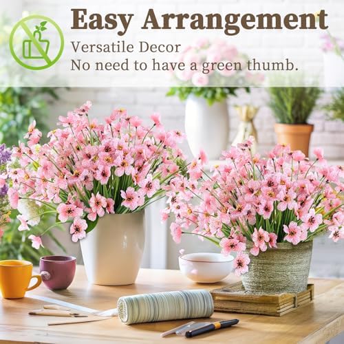 ColoPlay 24 Peach Bundles Artificial Flowers for Outdoors/Indoors Fake Flowers Plants for Indoor Outside Garden Porch Window Box Home Wedding Farmhouse (Pack of 2) - Image 6