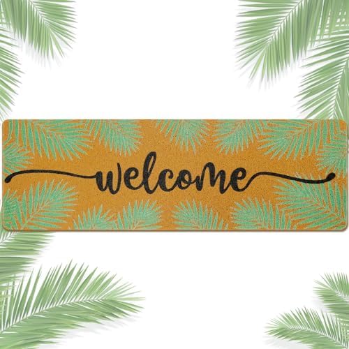 Long Doormat 48x 16 inch Front Door Mat Palm Leaf Doormat Door Mat Welcome Mat for Front Door Porch Entrance Decor by Tangren