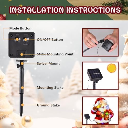 28x40 Lighted Christmas Santa Garden Flag, 8 Modes Solar LED - Image 5