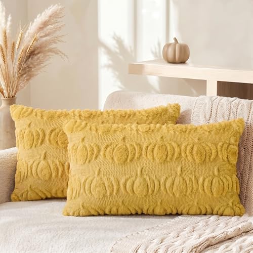 AVOIN colorlife Yellow Fall Pumpkin Throw Pillow Covers 12x20 Inch by AVOINcolorlife