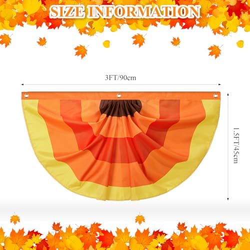 Newwiee 4 Pcs Thanksgiving Fall Bunting for Outside, Brown, 3 x 1.5 ft - Image 2