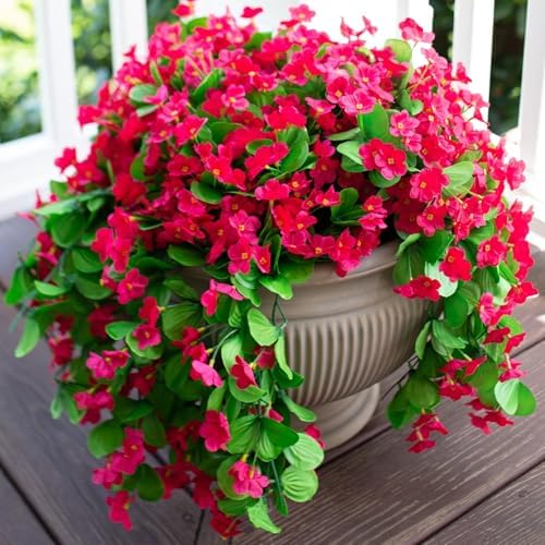 HyeFlora Artificial Fake Hanging Flowers for Spring Outdoor Outside Decoration, 2PCS Faux Silk Hotpink Daisy Plants UV Resistant Look Real Orchid Vines for Indoor Home Balcony Porch Planter - Image 2