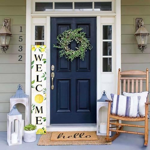 Summer Wooden Porch Sign 47" Large Lemon Welcome Sign Vertical Indoor Outdoor Standing Sign For Garden Home Yard Farmhouse - Image 4
