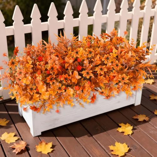 Fall Artificial Mums Flowers for Outdoors Planter Fake Plants 12 Bundles - Image 4