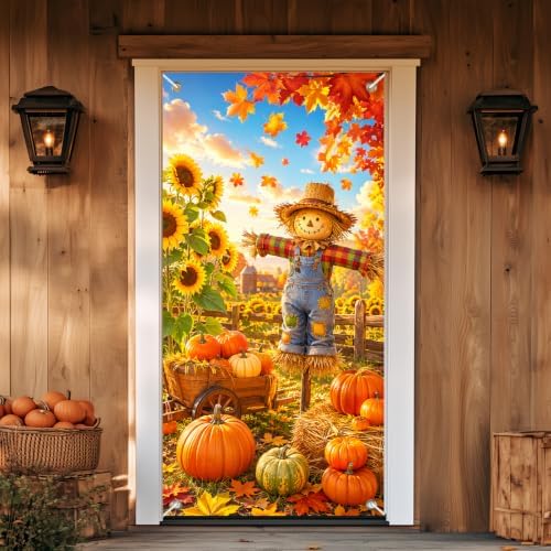 BlissYard Thanksgiving Scarecrow Door Cover 35 x 71 Inch - Image 4