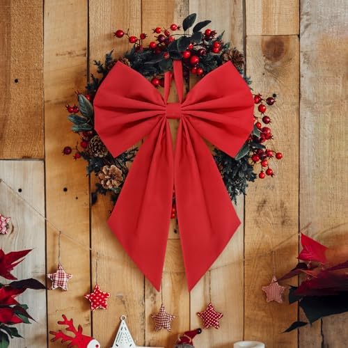 Suncalla 2 Pcs Red Christmas Wreath Bows 18'' x 12'' - Image 2