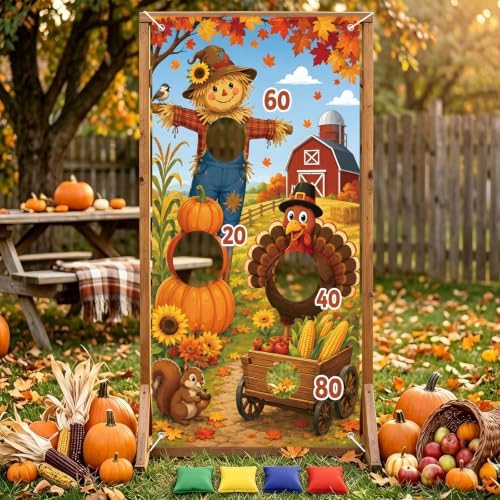 Thanksgiving Harvest Decorations Banner – Fall Scarecrow Turkey Hanging Banner for Friendsgiving, Autumn Festival, Farmhouse Thanksgiving Decor and Harvest Party Decorations - Image 6
