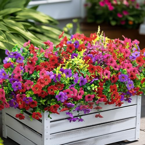 SHareconn 24 Bundles Artificial Flowers for Outdoors UV Resistant Decor by SHareconn
