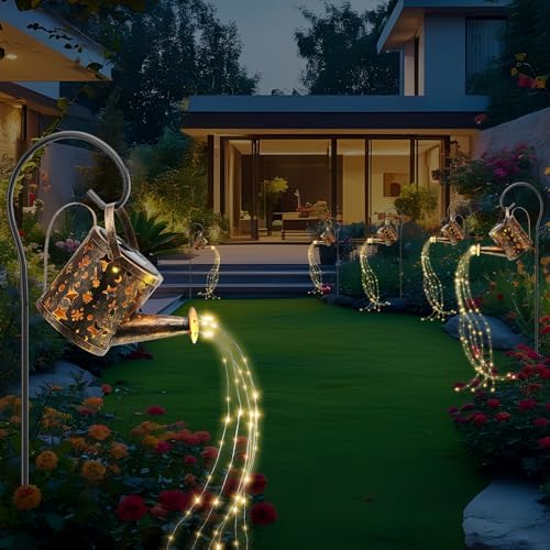 Solar Watering Can Lights Outdoor，Metal Hanging Garden Decor, Waterproof Solar Powered Lights for Patio, Lawn, Yard，Cute Outdoor Decoration for Mom, Grandma, Lady，Perfect Birthday Gift - Image 6