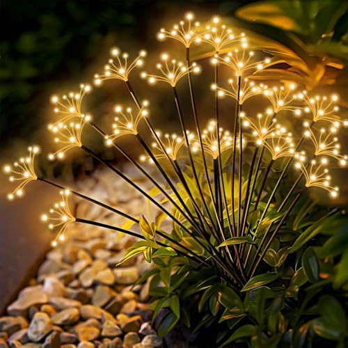 Solar Garden Lights 4 Pack Waterproof Solar Swaying Starburst Light Outdoor Lights for Yard Patio Walkway Pathway Party Wedding Christmas Decoration, Warm White by Yaafen
