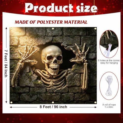 8x7FT Halloween Garage Door Banner Horror Hanging Backdrop Decor - Image 3