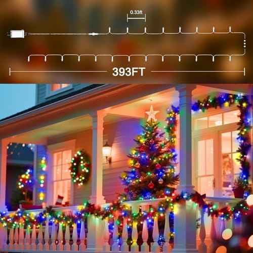 393 FT Christmas Light 1000 LED Xmas Lights Outdoor Christams String Lights Waterproof 8 Modes & Timer, Fairy Lights Plug in for Weeding, Patio, Party, Holiday,Christmas Decor - Image 3