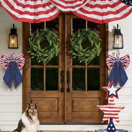 Suncalla 2 Pcs Blue Eagle 4th of July Patriotic Wreath Bows 18'' x 12'' - Image 4