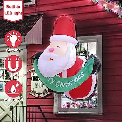 3.5FT Christmas Inflatable Santa Claus with Build-in LED Lights Broke Out from Window, Blow up Christmas Inflatable Outdoor Indoor Decorations (Santa Claus Broke Window) - Image 4