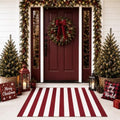 Duraaamo Christmas Striped Outdoor Rug 2' x 3' for Entryway Decor by Duraaamo