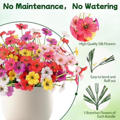MACTING 6 Bundles Artificial Flowers for Outdoors, UV Resistant Faux Plants - Image 4