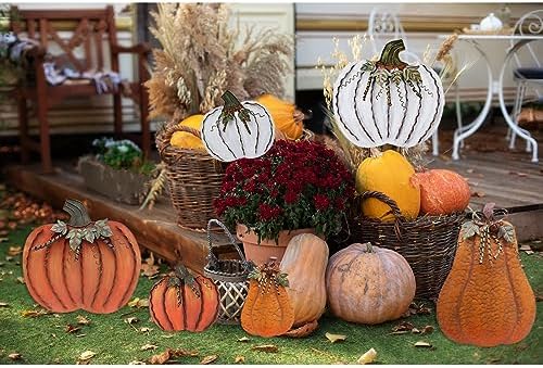 Metal Pumpkin Stakes Yard Signs Fall Decor Decorative Lawn Garden Stake - Image 5