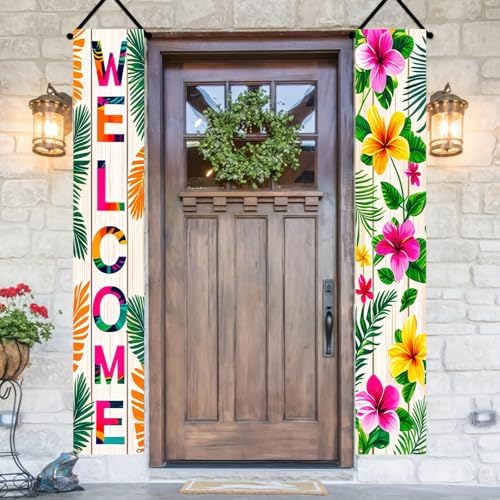 BlissYard Welcome Spring Summer Floral Porch Sign Flowers Banner Door Sign Decorations Hanging Door Banner Spring Summer Decorations for Front Door Indoor Outside Home Yard Porch Wall Decor - Image 6