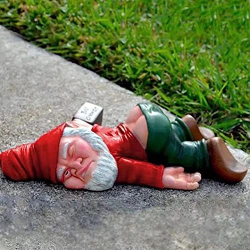 MINICAR Funny Drunk Garden Gnome Statue Outdoor Yard Lawn Patio Decoration by ABandofHighQualityGardenGnomeStatues