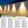 20 Pack Solar Fence Lights Outdoor,Warm White + RGB 13 Color Mode Fence Lights Solar Powered with Ultra-Bright Lens IP65 Waterproof,Solar Wall Light for Backyard/Step/Patio/Deck/Stair/Railings(White) by UGDLUCK