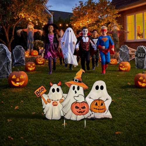 Smile Halloween Yard Signs Foldable Ghost Pumpkin Lawn Sign Outdoor Decorations - Image 5