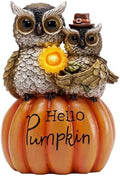TERESA'S COLLECTIONS Fall Outdoor Decor Owl Pumpkin Solar Resin Light 7.1" by TERESASCOLLECTIONS