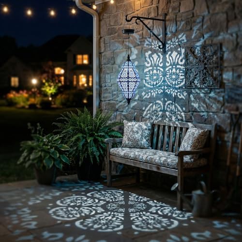 Twinkya Hanging Solar Lights Outdoor Garden Decor, Decorative Waterproof Plastic Moroccan Solar Lantern Lamp, Outside Decorations for Patio Yard Porch Backyard Decor, Gardening Gifts for Women Mom - Image 5