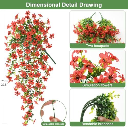 Artificial Fake Hanging Flowers Plants for Outdoor Spring Summer Decoration - Image 2
