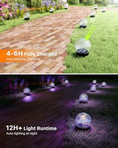 8 Pack 3.94" Multicolor Solar Powered Cracked Glass Ball Lights - Image 3