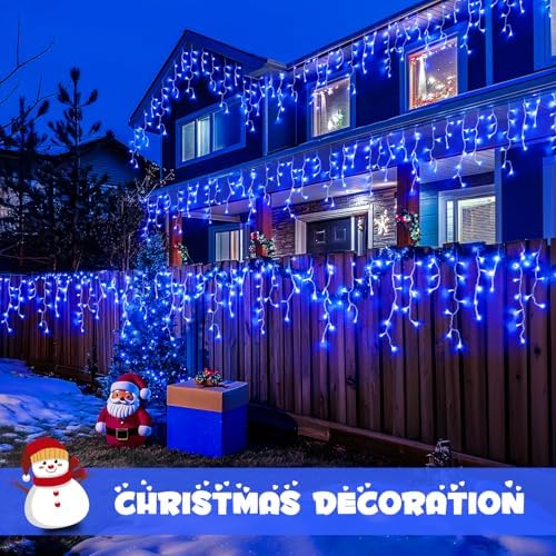 JMEXSUSS 800 LED Blue Icicle Christmas Lights Outdoor - Image 6