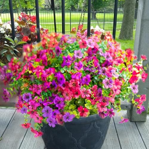 Yastouay 12 Bundles Artificial Flowers for Outdoors Decoration UV Resistant by Yastouay